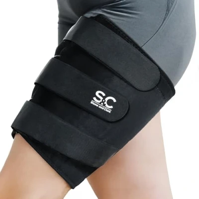 Image of Stone and Clark Thigh Brace Support Non Slip, Comfortable Wrap for Men &amp; Women Adjustable Compression Sports, Activity, Muscle XXL