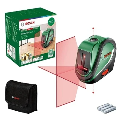 Image of Bosch cross line laser UniversalLevel 2 (laser incl. integrated plumb points for precise alignment and easy application transfer, in cardboard box)