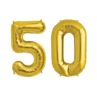 Image of Gold Number 50 Large Helium Foil Balloon Birthday Party Wedding Anniversary Decoration 101cm