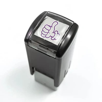 Image of Thumbs Up Pre Inked School Teachers Positive Feedback Marking Stamper Stamp 10mm Primary Teaching Services (Purple)