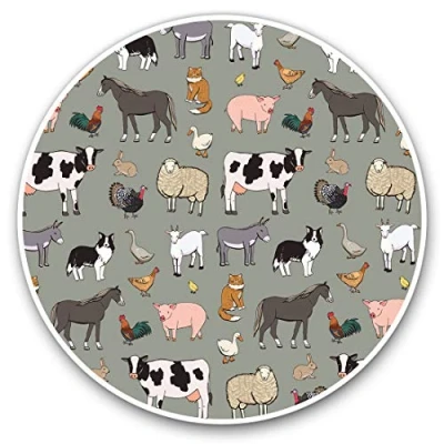 Image of Vinyl Stickers (Set of 2) 15cm Farmyard Animals Cow Sheep Horse Laptop Tablet Luggage Scrapbook #15956