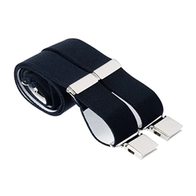 Image of MANDITTIONS XL Midnight Blue Trouser Braces 35mm Wide 4 Heavy Duty Strong Silver Clips 48 Inches Extra Long