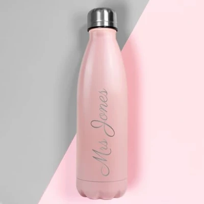 Image of Personalised Metal Insulated Drink Bottle Pink
