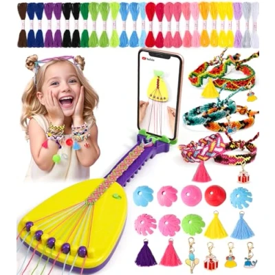 Image of Ophy Friendship Bracelet Making Kit, Kit Phone Holder Braiding Maker with 35 Bundles 19 Colors Thread, DIY Arts and Crafts Toys Kids Birthday Gifts for Girls 6 12 Years