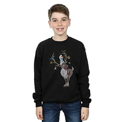 Image of Disney Boys Frozen Sven and Olaf Christmas Ornaments Sweatshirt Black 5 6 Years