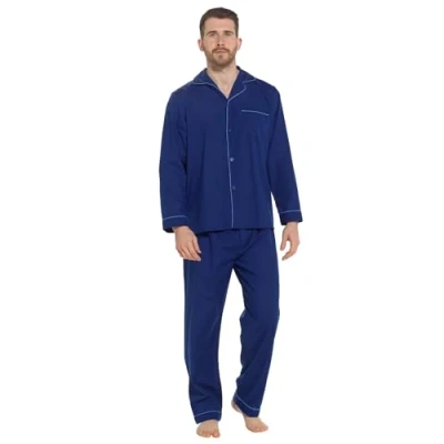 Image of Lora Dora Strong Soul Mens Traditional 2 Piece Pyjamas, Plain Navy, M