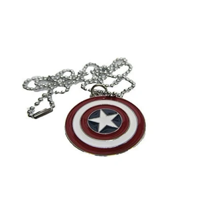 Image of Red Captain America Shield Marvel Superhero Necklace Pendant 11&quot; Chain gift idea by Fat catz copy