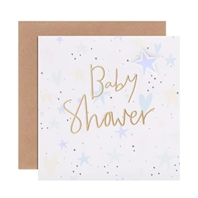 Image of Hallmark Baby Shower Celebration Card Contemporary Design with Stars and Hearts, Multicoloured (25558400)