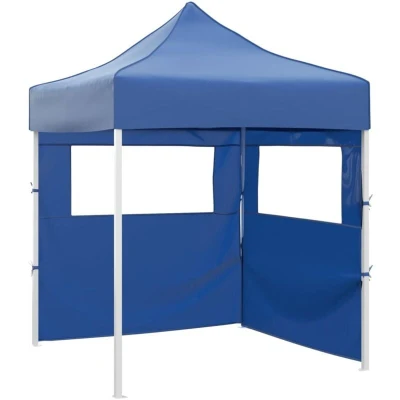 Image of vidaXL Professional Folding Party Tent with 2 Sidewalls 2x2 m Steel Blue