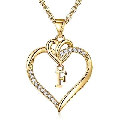 Image of TINGN Heart Initial Necklaces for Women Teen Girls, Cute F Girls Dainty Necklace Birthday Valentines Day Mothers Gifts Mom Wife