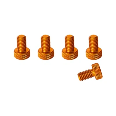Image of PrecisionGeek M4 x 10mm Flat Knurled Thumb Screws (Set of 5) Orange Aluminium