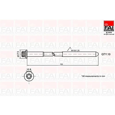 Image of 0607960 Cylinder Head Bolt Kit FAI AutoParts B701 Male Torx 10 VAUXHALL: Corsa Mk3, Astra Mk4 CC, Vectra Mk2 ALFA ROMEO: 159 Saloon