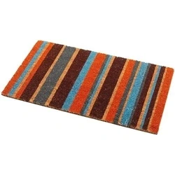 Image of Addis Door Mat 100% Natural Coir Pile with Multi Colour Stripe Design 70 x 40 cm, 70_x_40_cm, 517491
