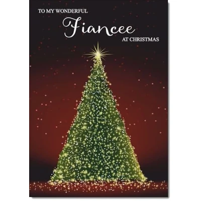 Image of doodlecards Fiancee Christmas Card Green Tree Large A4 Size for with Plain Envelope
