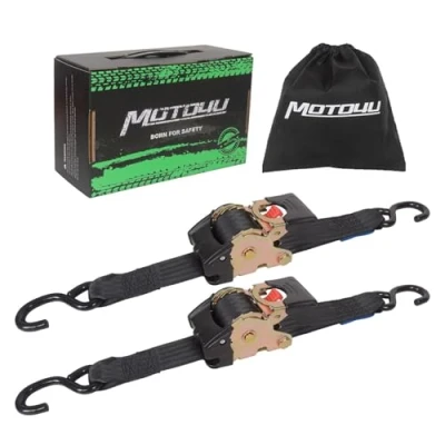 Image of MOTO4U Retractable Ratchet Straps,2 Inch X 10 Ft 3000lbs Break Strength, Self Ratcheting Straps for Motorcycle, Cargo, Trucks, Trailer, Luggage(2 pack)