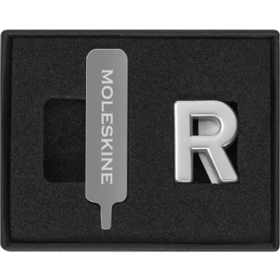 Image of Moleskine Pin for Notebook or Planner Letter R, Pin, Customize The Elastic Closure, Special Customized Gift, Color Silver