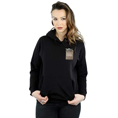 Image of Star Wars Women&#039;s The Mandalorian Precious Cargo Faux Pocket Hoodie Black Large