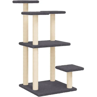 Image of vidaXL Cat Scratching Posts with Platforms Dark Grey 98.5 cm