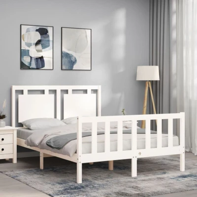 Image of vidaXL Bed Frame without Mattress White 140x190 cm Solid Wood Pine