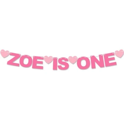 Image of Personalised Name Is One 1st Birthday Recyclable Card Party Bunting
