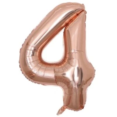 Image of Zebra Balloons Rose Gold Number 4 Foil Balloon, 101cm/40inch