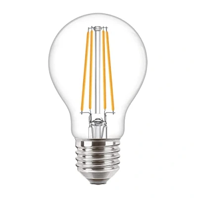 Image of Philips CorePro 7W (60W Replacement) LED Lamp, E27 Edison Screw, Non Dimmable, Warm White, A60 Clear Bulb [Energy Class E]