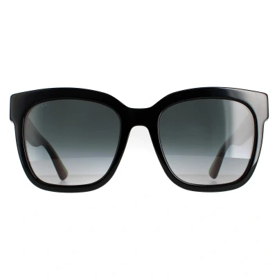Image of Gucci Woman GG0034SN 002 Sunglasses Acetate Black Grey Squat Shaded