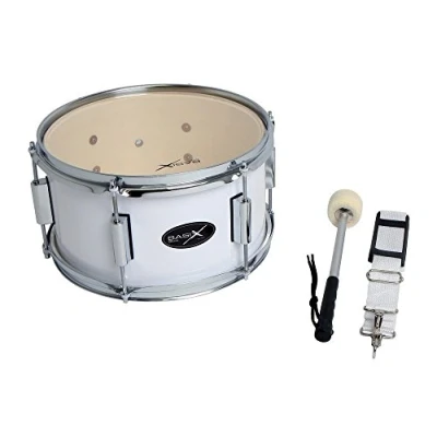 Image of PURE GEWA Marching Tenor Drum 14 x 10 inch white with beater and carrying strap