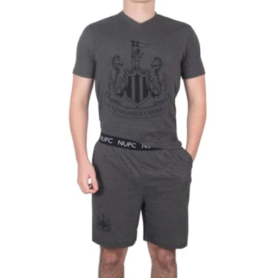 Image of Newcastle United FC Official Gift Mens Loungewear Short Pyjamas Grey Small