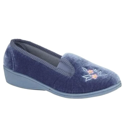 Image of Sleepers Gina MEMORY FOAM Slippers Womens Navy Size UK 7