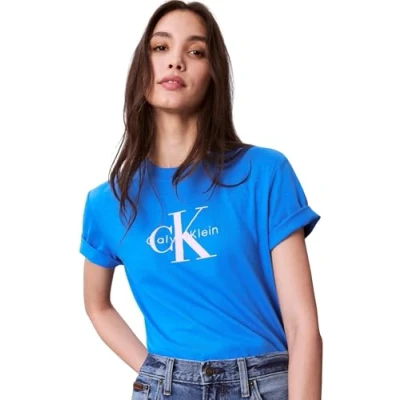Image of Calvin Klein Print Tshirt, Women&#039;s, Size: XXS, Blue
