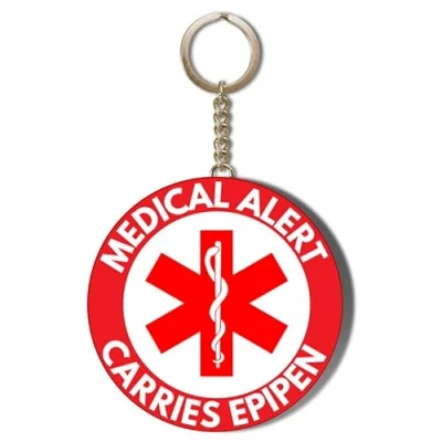 Image of Gift Insanity MEDICAL ALERT RED BACKGROUND CARRIES EPIPEN 58mm Keyring Bottle Opener