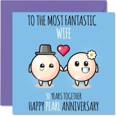 Image of Cute Pearl Anniversary Card for Wife 30 Years Together Happy 30th Wedding Cards from Husband, 145mm x Greeting Thirtieth Anniversaries