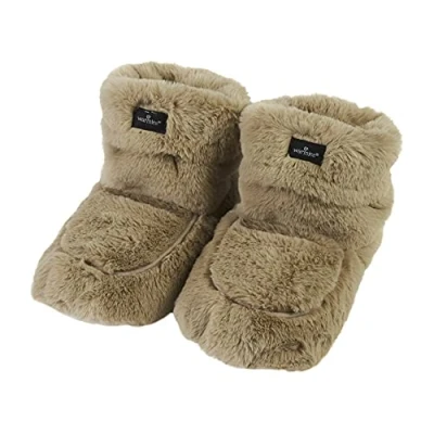 Image of Warmies Microwavable Boots, Heatable Ladies Slipper Boots with French Dried Lavender, Soothing Warmth and Comfort, Latte Colour, One Size