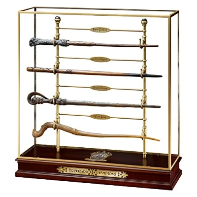 Image of The Noble Collection Harry Potter Triwizard Champions Wand Set 17in (44cm) With Display Case 4 Resin Collectible Wands Officially Licensed Film Movie Props Gifts