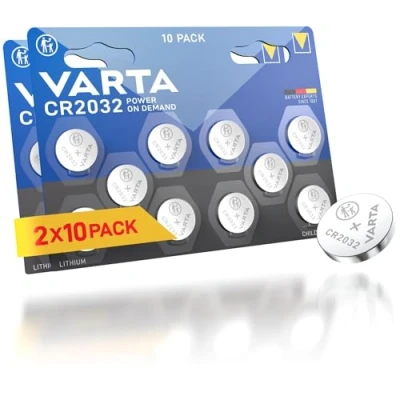 Image of VARTA Batteries Electronics CR2032 Lithium Button cell 3V battery 20 pack, cells in original blister pack of 1