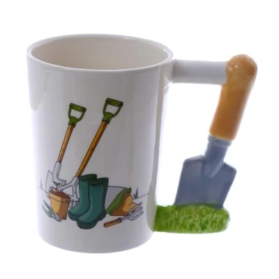 Image of Puckator Garden Trowel Ceramic Shaped Handle Tea Coffee Mug Funny Home Accessories for Girlfriend Large Mugs Men Women Hot Drinks Cute Cups Presents Secret Santa Gift Cup Set