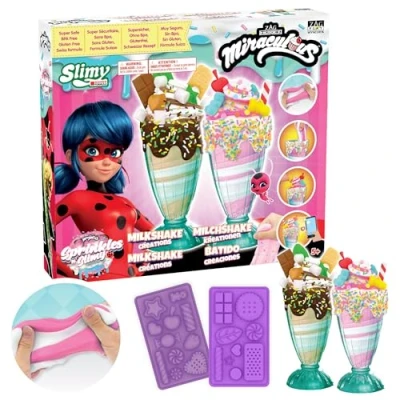 Image of Miraculous Ladybug Sprinkles n&#039; Slimy Milkshake Slime Kit for Girls and Boys, Role Play Toys Kids with Cup, Molds, &amp; Light Clay, Frosting Topping (Wyncor)