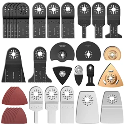 Image of 100Pcs Oscillating Saw Blades Kit Wood/Metal Quick Release Mix Multi Tool Multitool Accessories for Makita DTM51Z Bosch Dremel Fein