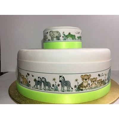 Image of Top That Edible Decor Icing Sheet Cute Jungle Animals Border Ribbon Perfect for Decorating Childrens cakes Easy to Use