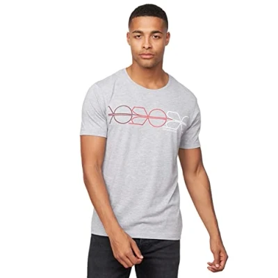 Image of Crosshatch Mens Graphic and Plain Crew Neck Tee T Shirt Short Sleeve Top by JEANBASE Grey 3XL