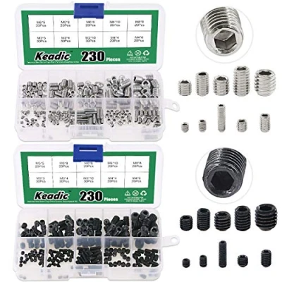 Image of Keadic 460Pcs Grub Screws Assorted, for Door Handles(M3 M4 M5 M6 M8),Hex Head Socket Set, Mixed Stainless Steel Metric Threads with Internal Hex Drive Handles