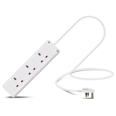 Image of Eagle Three Gang Mains Power 13A Extension Socket to UK Plug Lead Cable, British Standards BS1363 0.5m