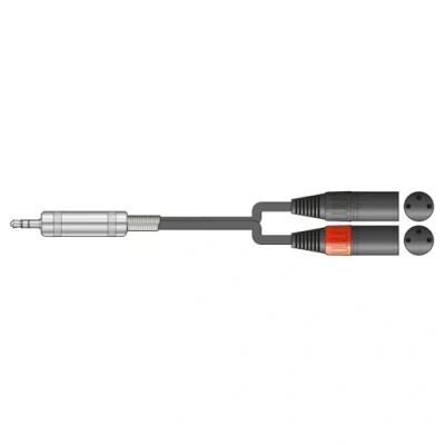 Image of Citronic 3.5mm Male Stereo Jack to 2 x Female XLR Connectors Pro Quality Shielded Audio Lead, Die Cast Twin and Balanced TRS Plug 1 Metre