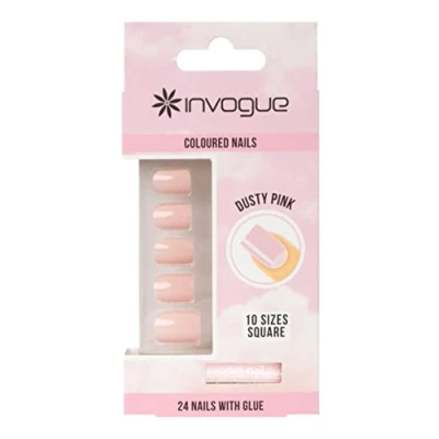 Image of Invogue Dusty Pink Square Nails (24 Pieces), Medium