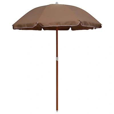 Image of vidaXL Outdoor Parasol 180 cm Steel Pole Umbrella, UV Resistant, Anti fade Polyester, Easy to Clean, Stable and Durable, Ideal for Garden, Patio Beach Taupe