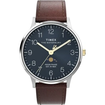 Image of Timex Men Analog Quartz Watch with Leather Strap TW2W75600VQ