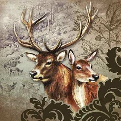 Image of 20 Napkins Forest Stag Deer Hunting