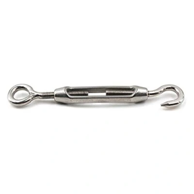 Image of M12 304 Stainless Steel Hook &amp; Eye Heavy Duty Turnbuckle Wire Rope Tension For Cable