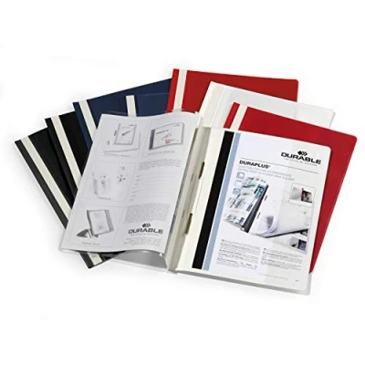 Image of Durable DURAPLUS Presentation Folder Pack of 25 A4 Folders Black Perfect For Storing Presentations, Quotations, Invoices, School Work, etc